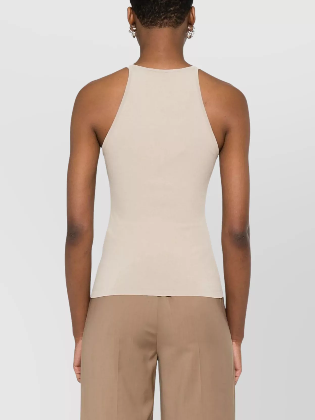 Max Mara V-neck Sleeveless Fitted Top Style In Neutral