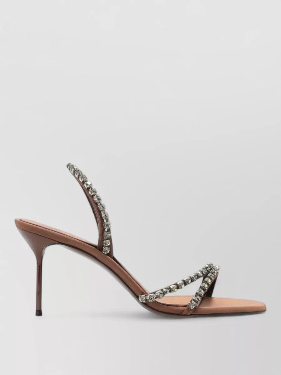 Paris Texas Sandals Heel Embellished Straps Open Toe Silk