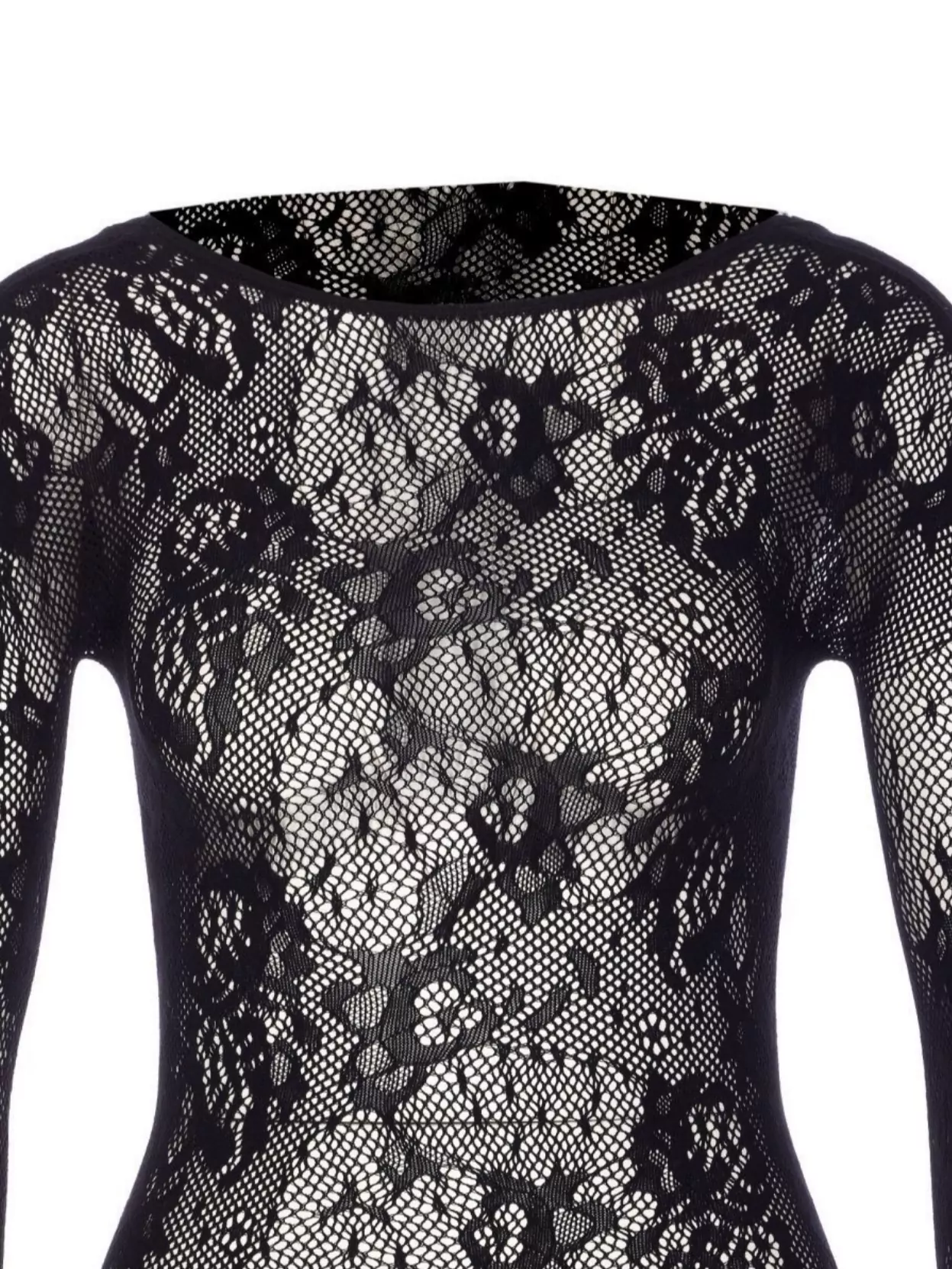 Patrizia Pepe Sheer Floral Lace Long Sleeve Top In Multi