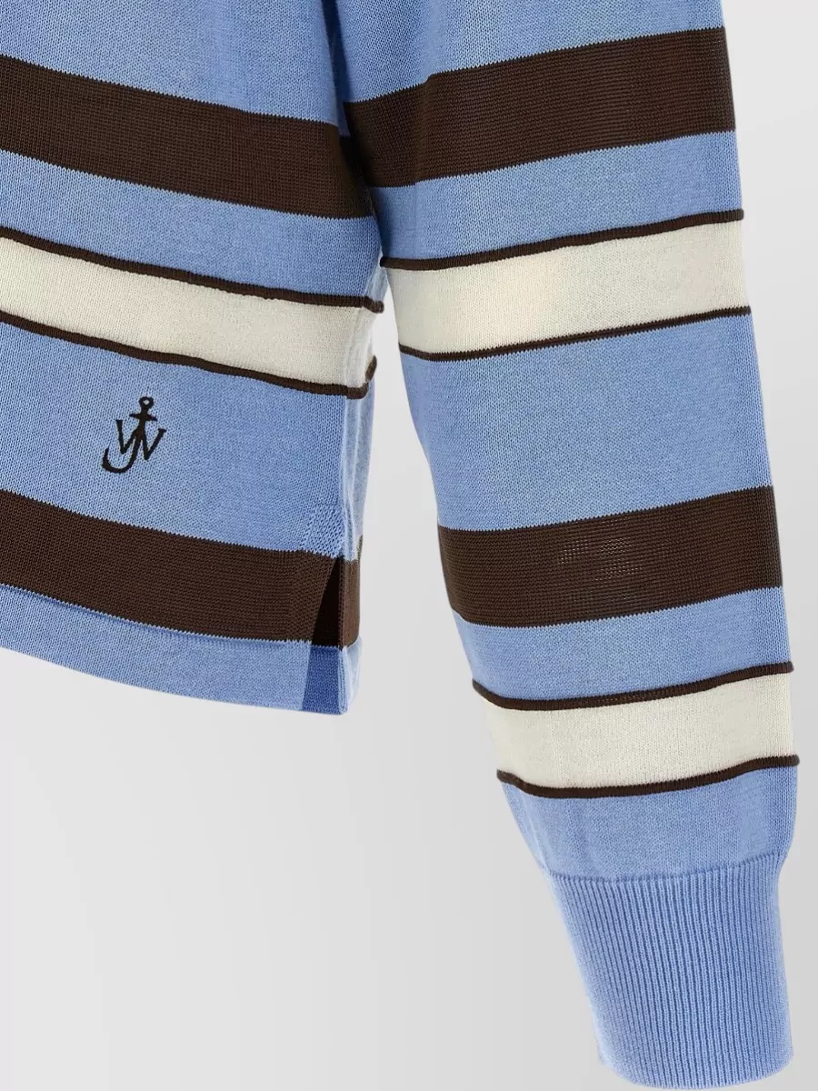 Jw Anderson Striped Knitted Long-Sleeve Polo Shirt