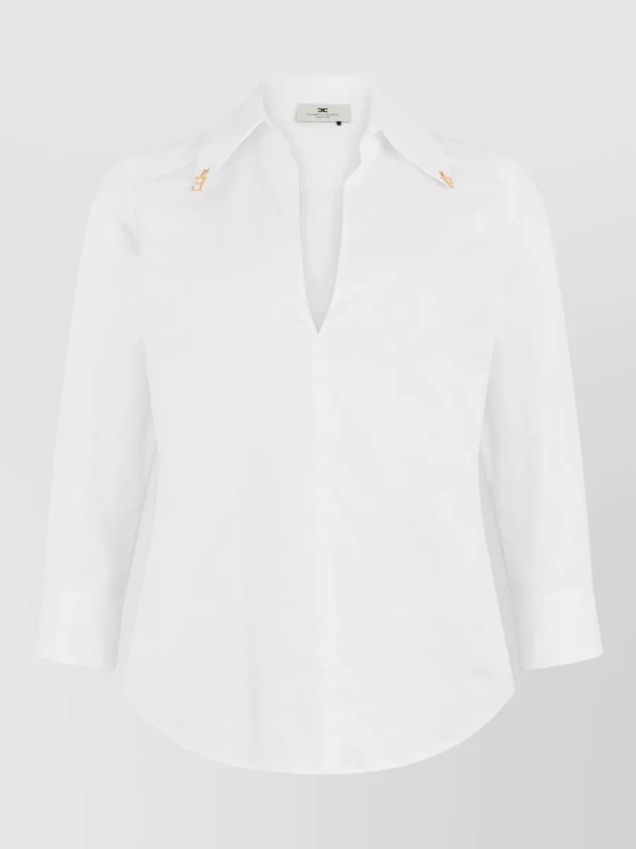 Elisabetta Franchi cotton v-neck long-sleeve shirt