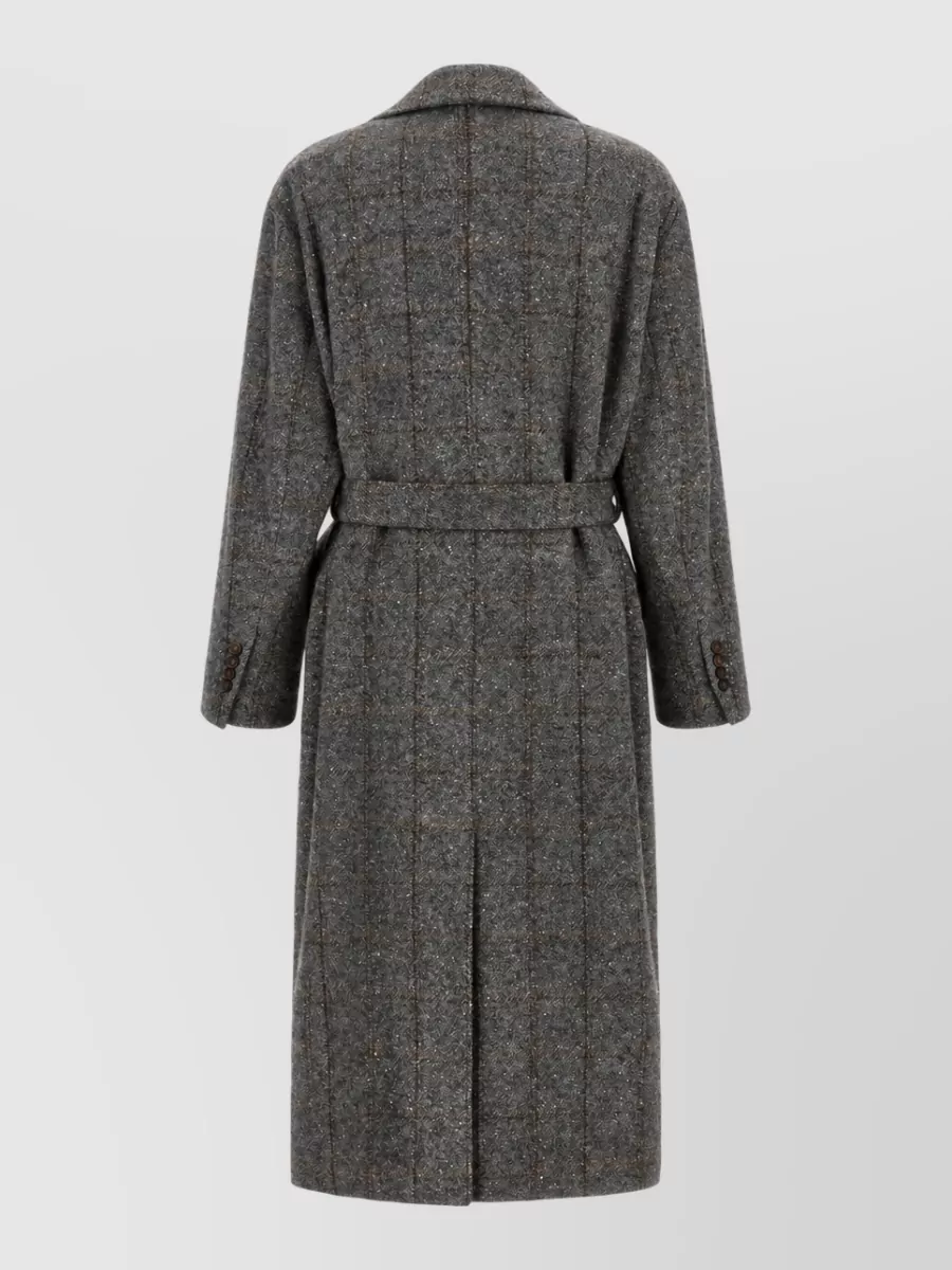 Brunello Cucinelli Alpaca-blend check double-breasted belted coat