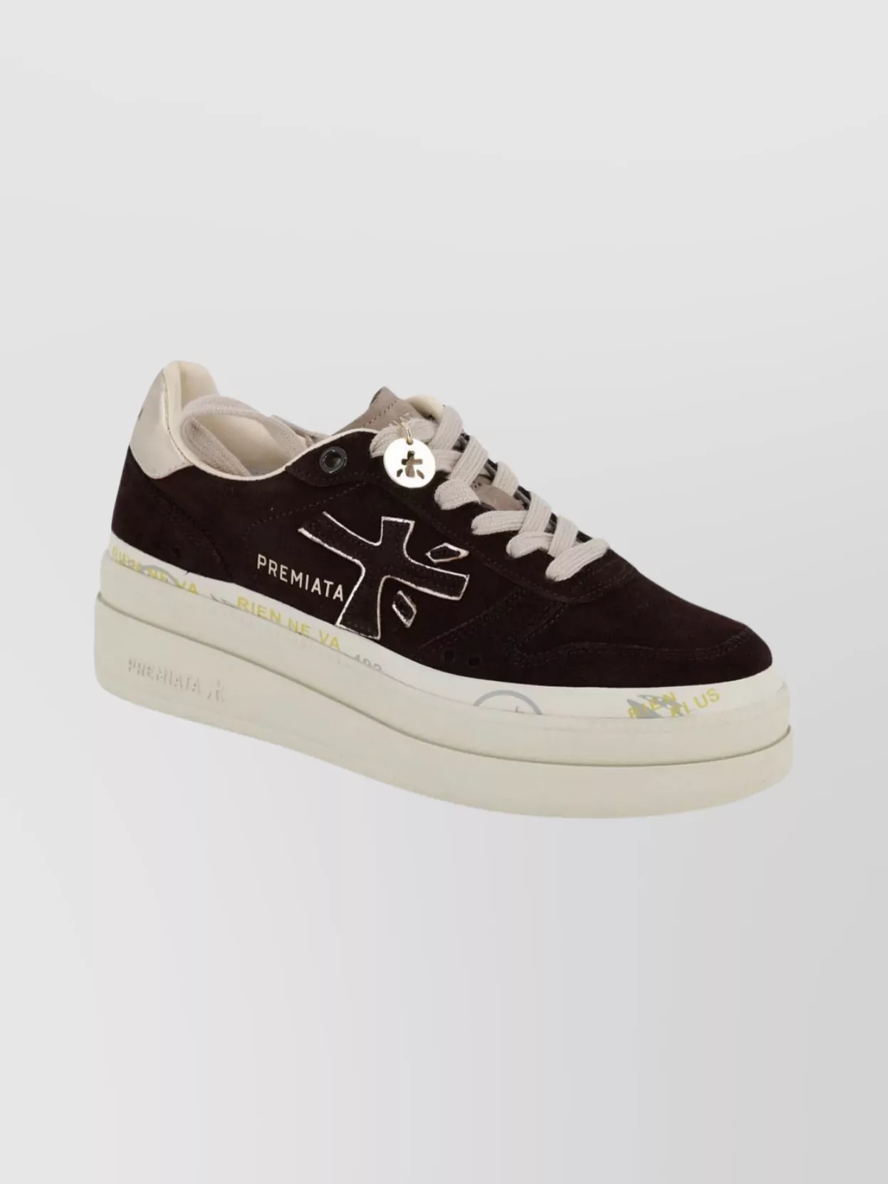 Premiata Suede Platform Lace-up Shoes In Black