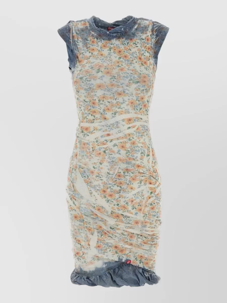 Diesel Printed Draped Mini Dress