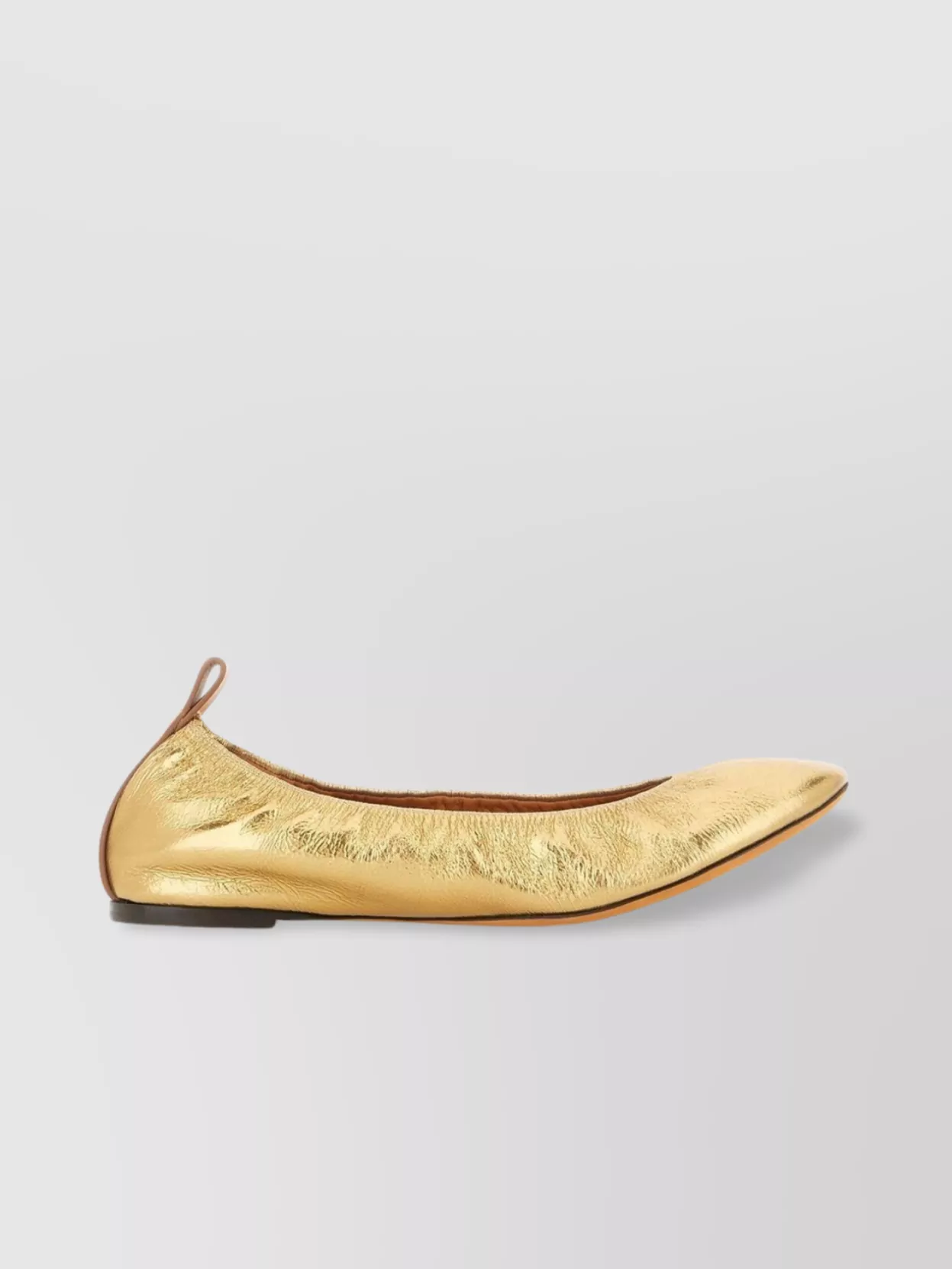 Lanvin Metallic Leather Round Toe Ballerinas