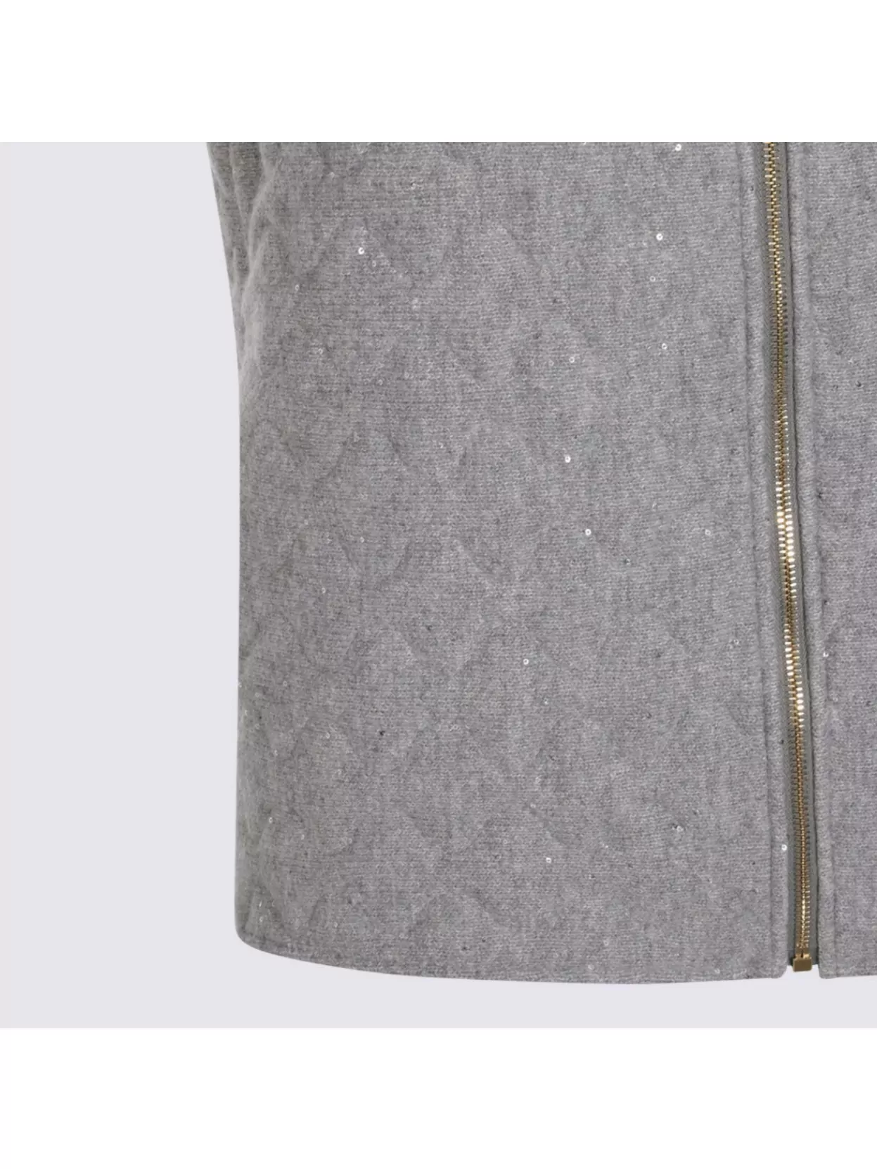 Fabiana Filippi Quilted Vest With Sequin Embellishments And Stand Collar In Gray
