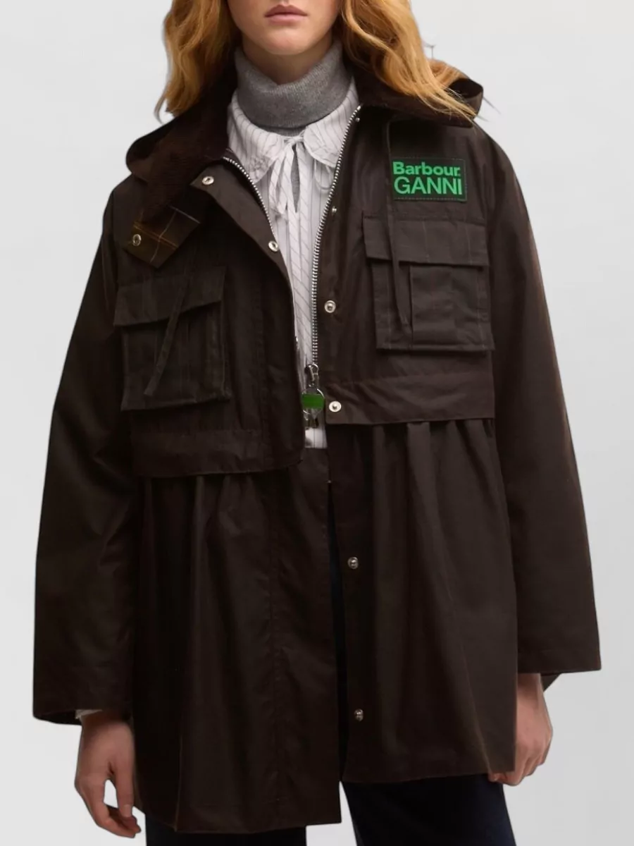 Barbour Ganni Hooded Long Coat Corduroy Collar