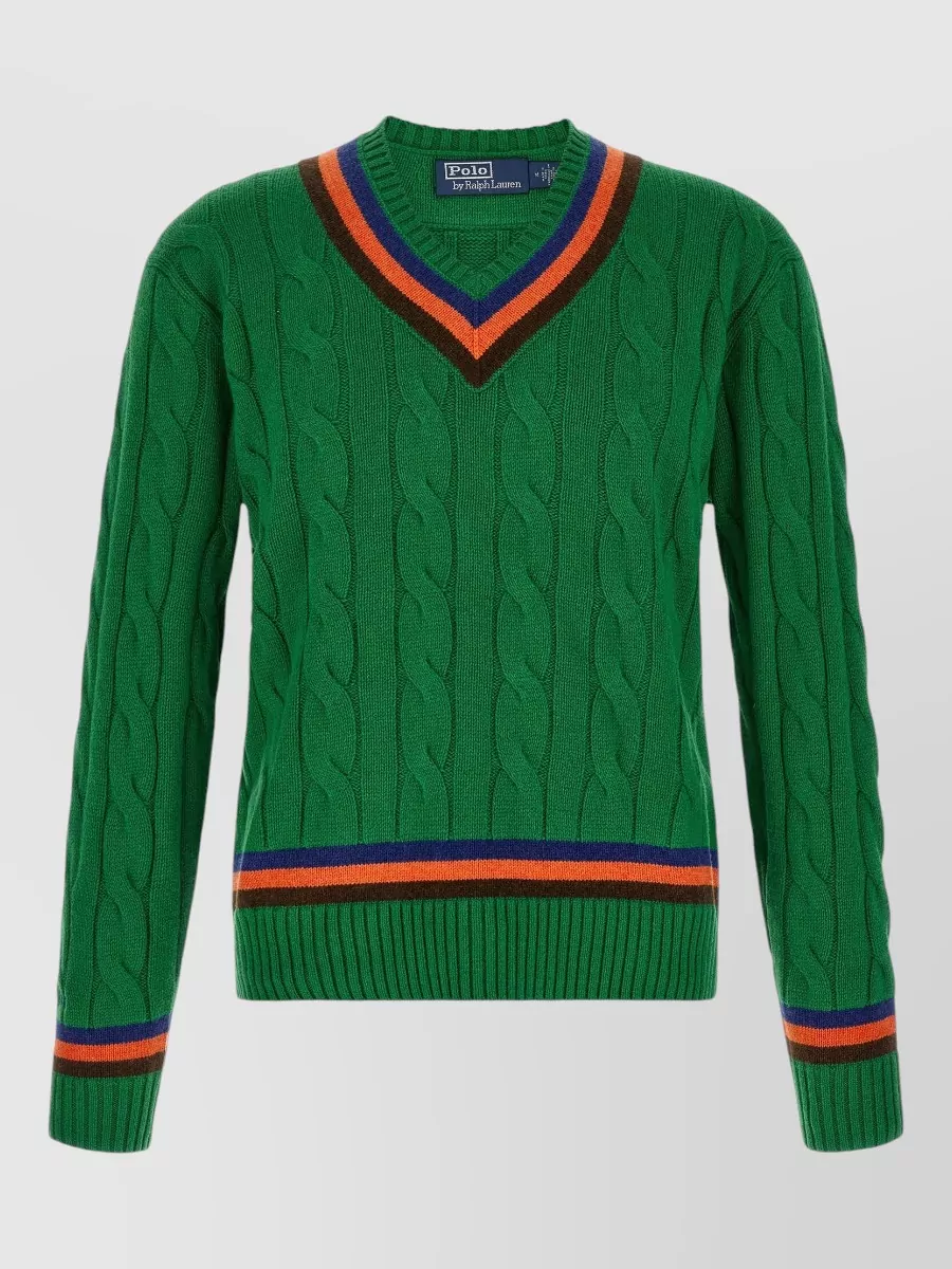 Polo Ralph Lauren cable-knit v-neck wool jumper