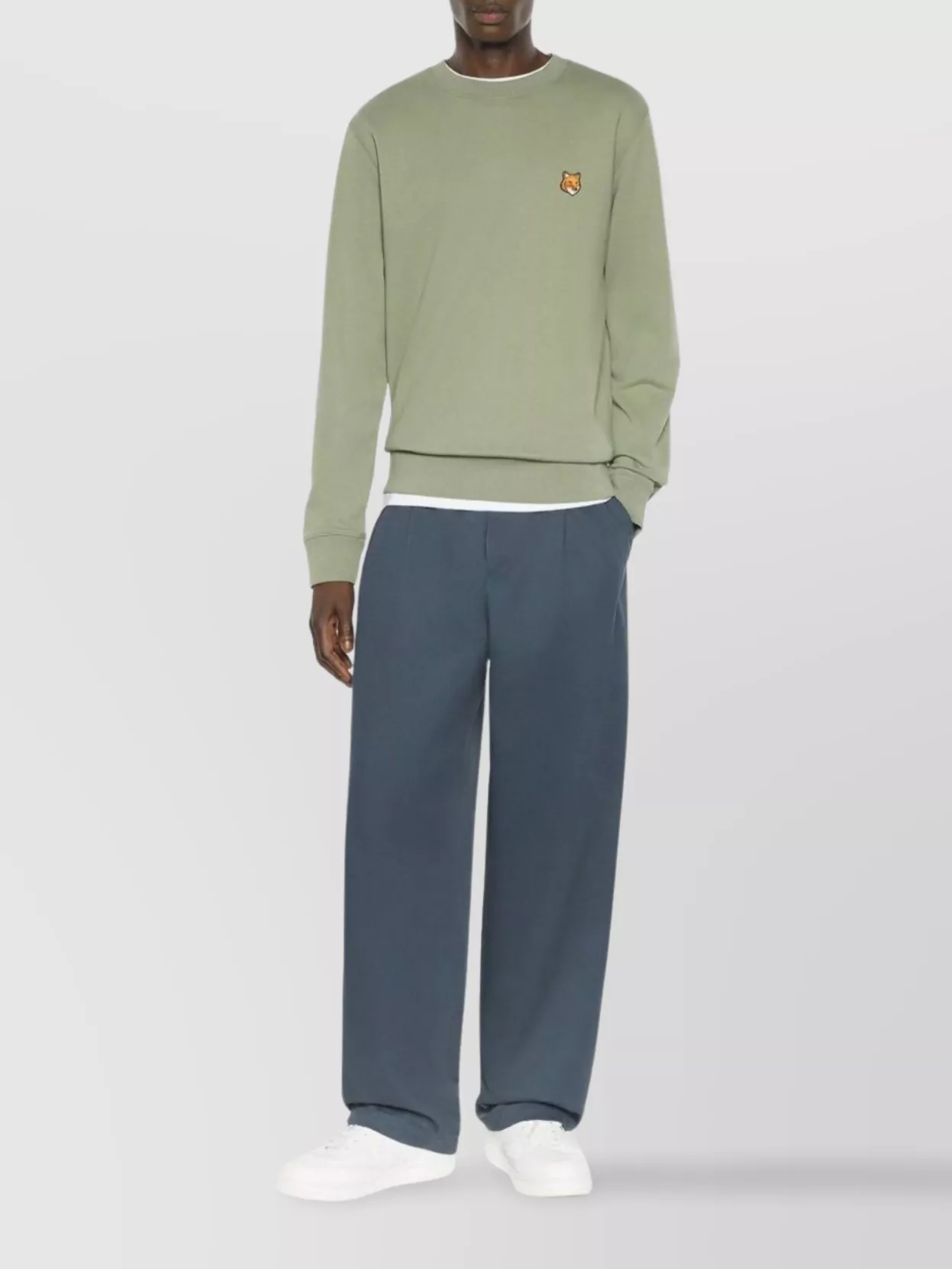 Maison Kitsuné Crew Neck Long Sleeve Ribbed Sweatshirt