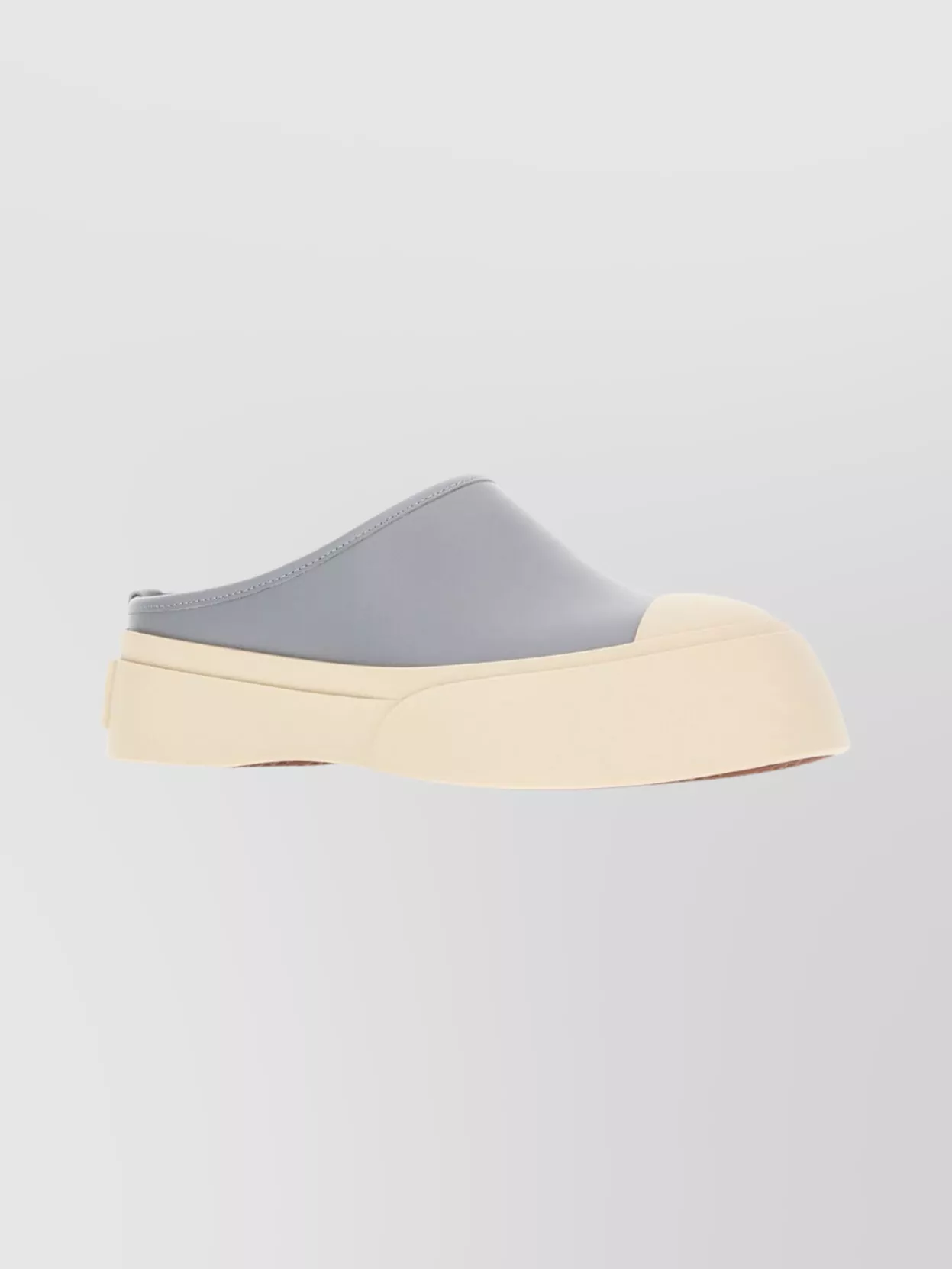 Marni Leather Round Toe Slippers With Rubber Sole In Gray