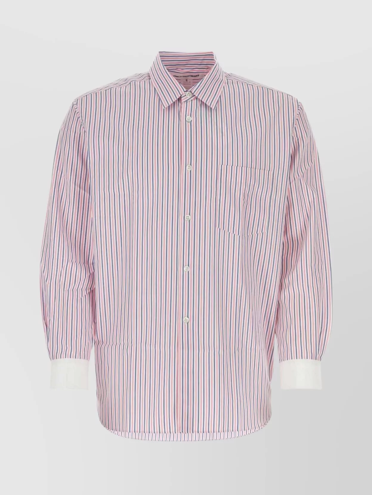 Comme Des Garçons Striped Pattern Cuffed Sleeves Shirt In Pink
