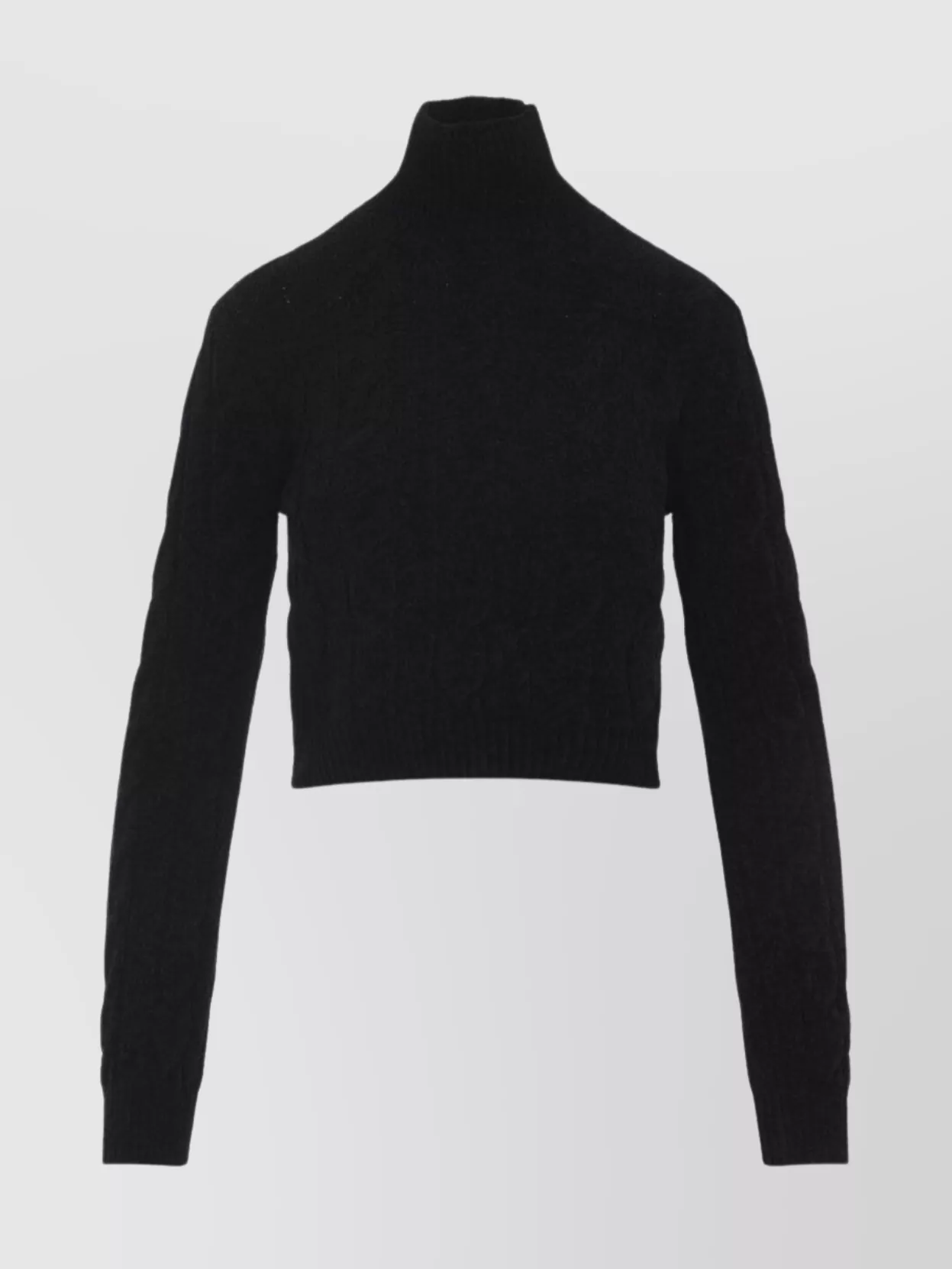 Ralph Lauren Cropped Turtleneck Long Sleeve Knit Sweater In Black