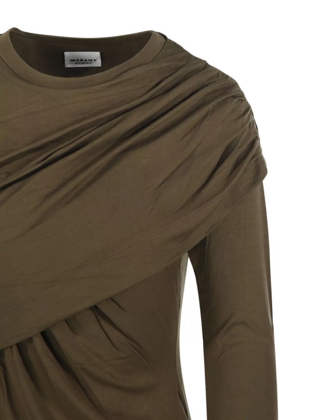 Isabel Marant Étoile Asymmetric Long Sleeve Draped T-shirt In Brown