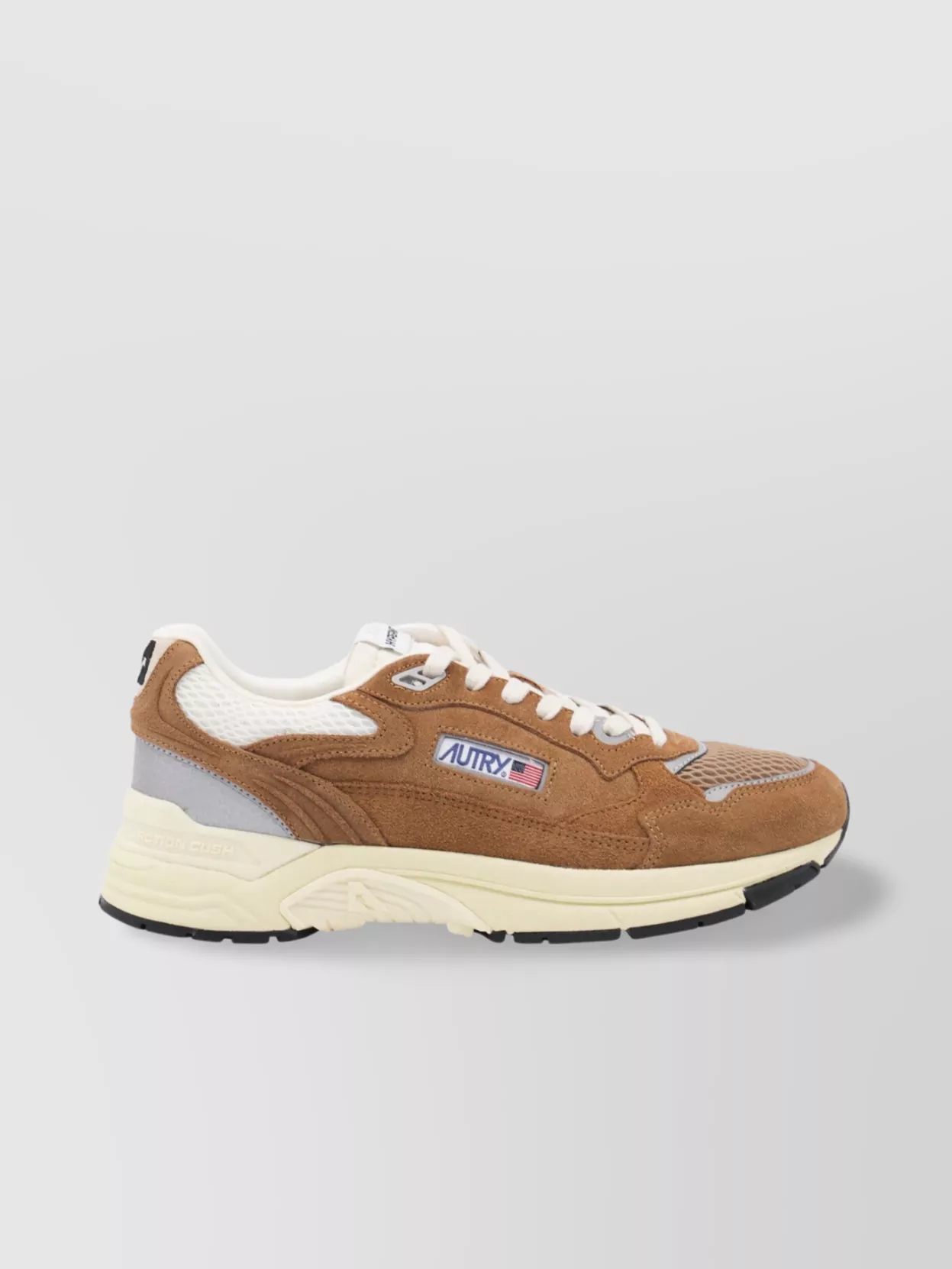 Autry Hyperway Sneakers In Cigar And Silver Mesh And Suede In Brown