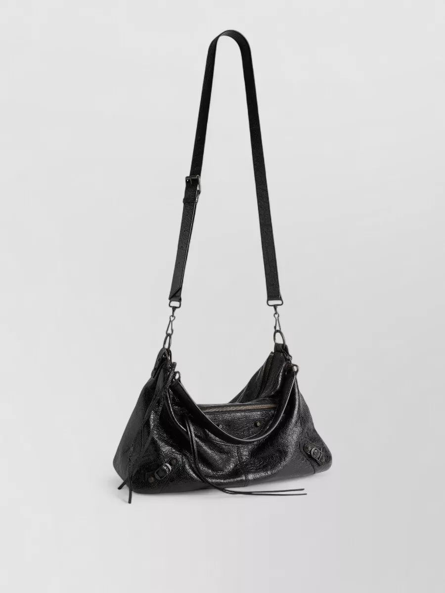 Balenciaga Leather Le City Moto Medium Shoulder Bag