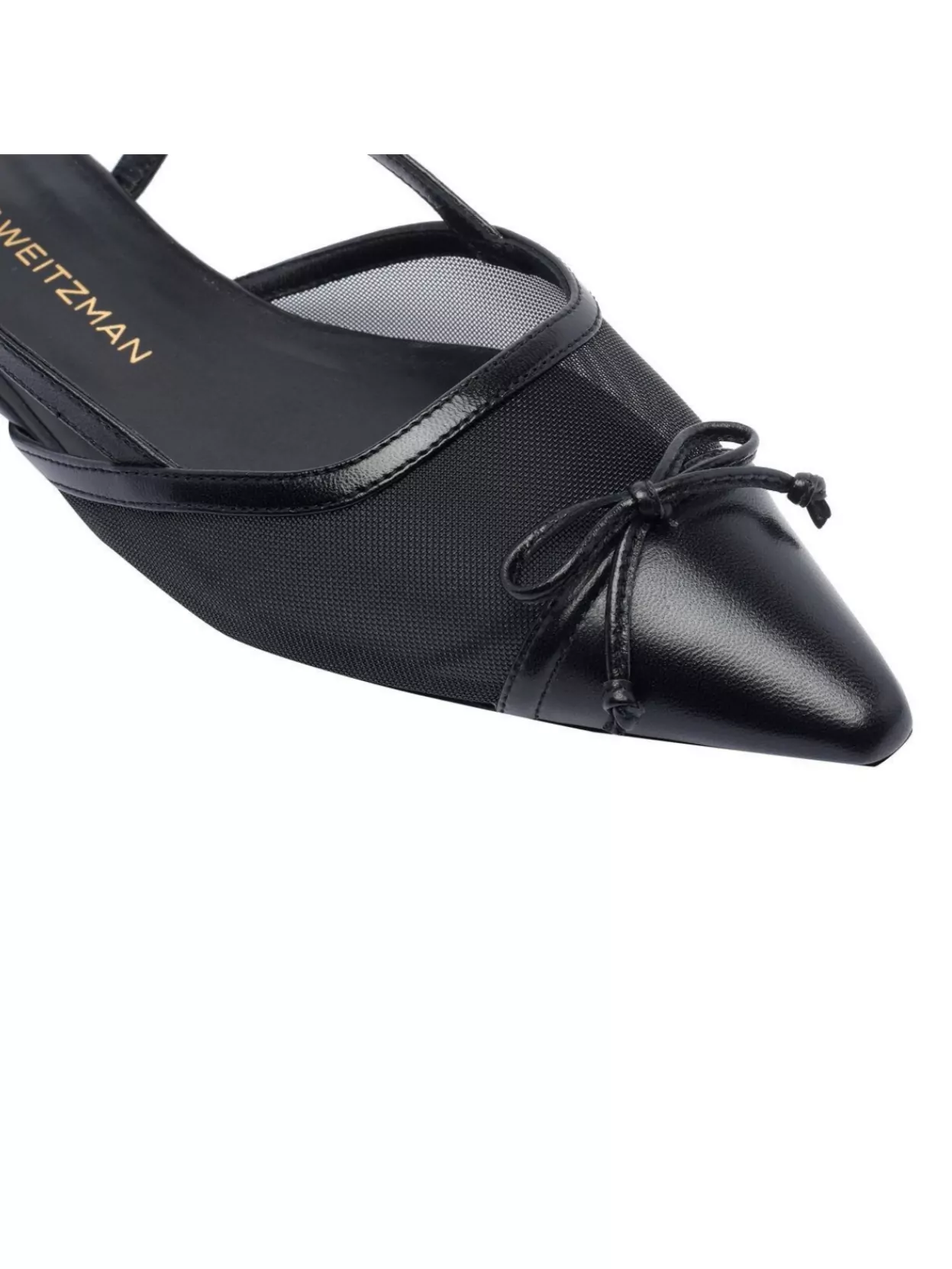 Stuart Weitzman Black Slingback Ballerinas With Pointed Design