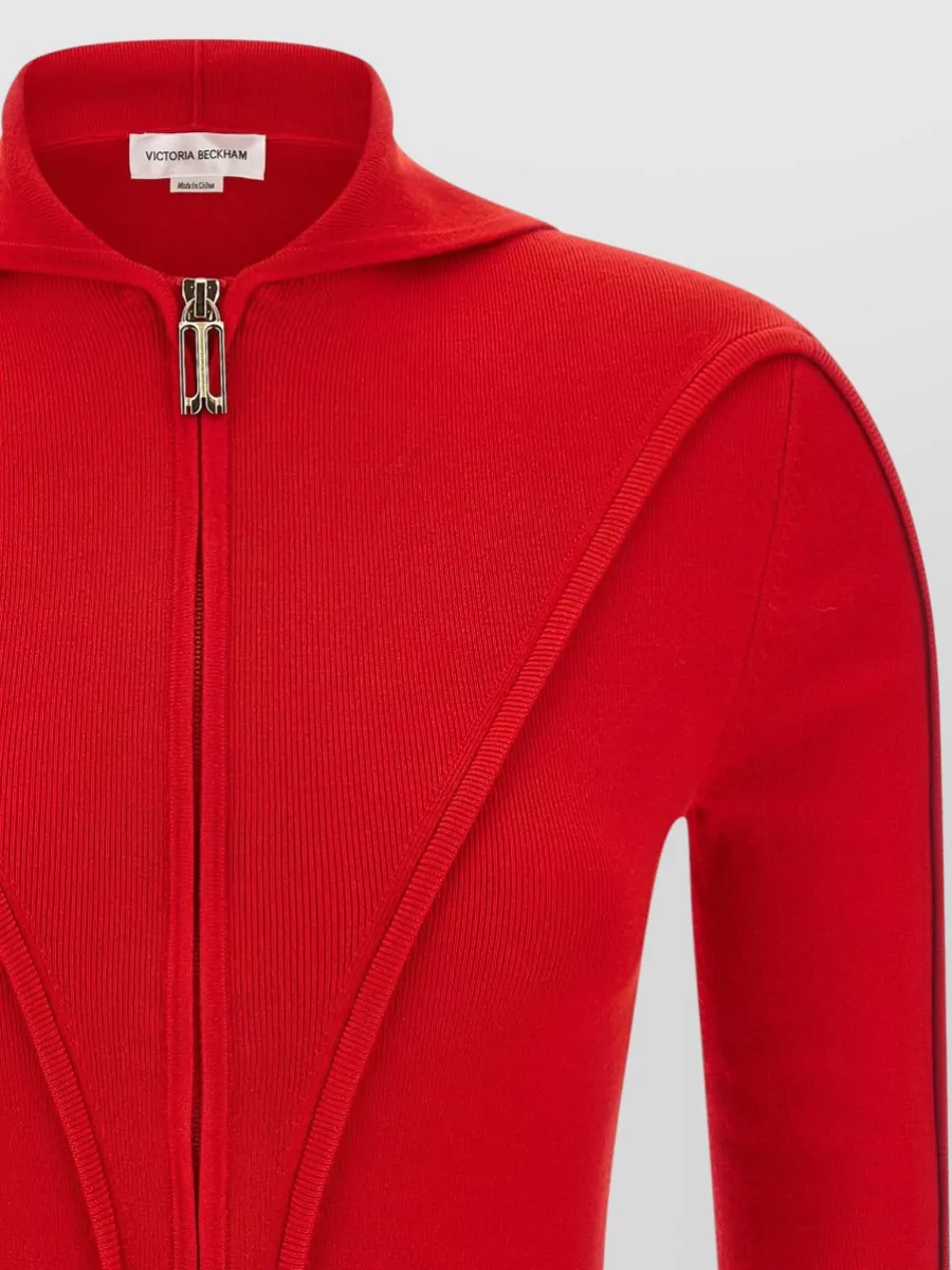 Victoria Beckham Wool Hooded Zip-Up Cardigan