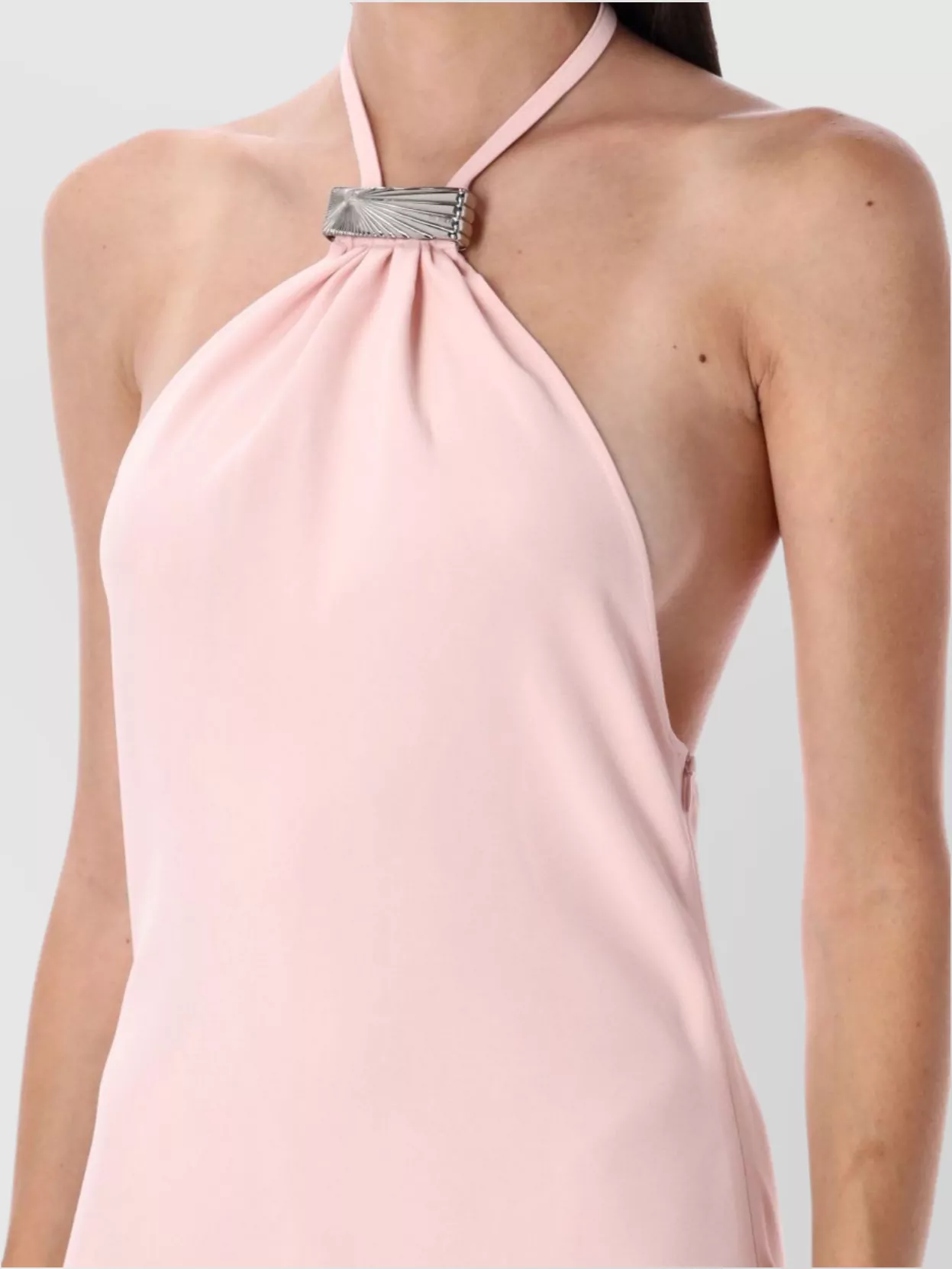 The Attico Long Dress With Asymmetric Hem And Metal Detail