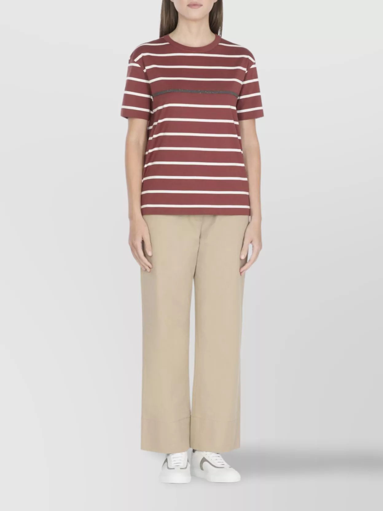 Brunello Cucinelli Striped Cotton T-Shirt With Diamond Cut