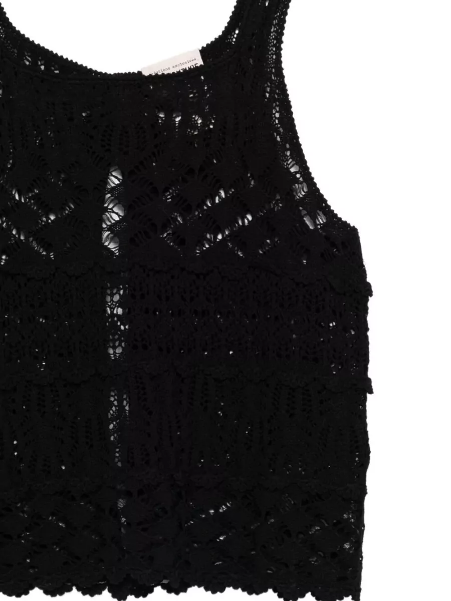 Semicouture Lace Trim Sleeveless Cotton Tank Top
