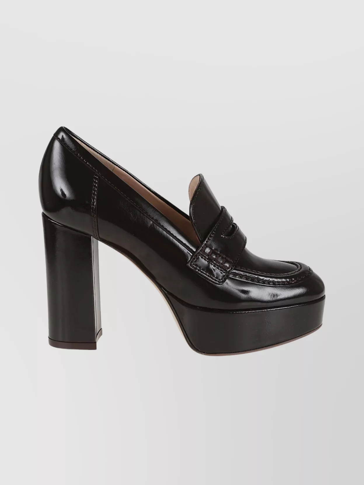Gianvito Rossi Round Toe Penny Loafer Pumps With Block Heel