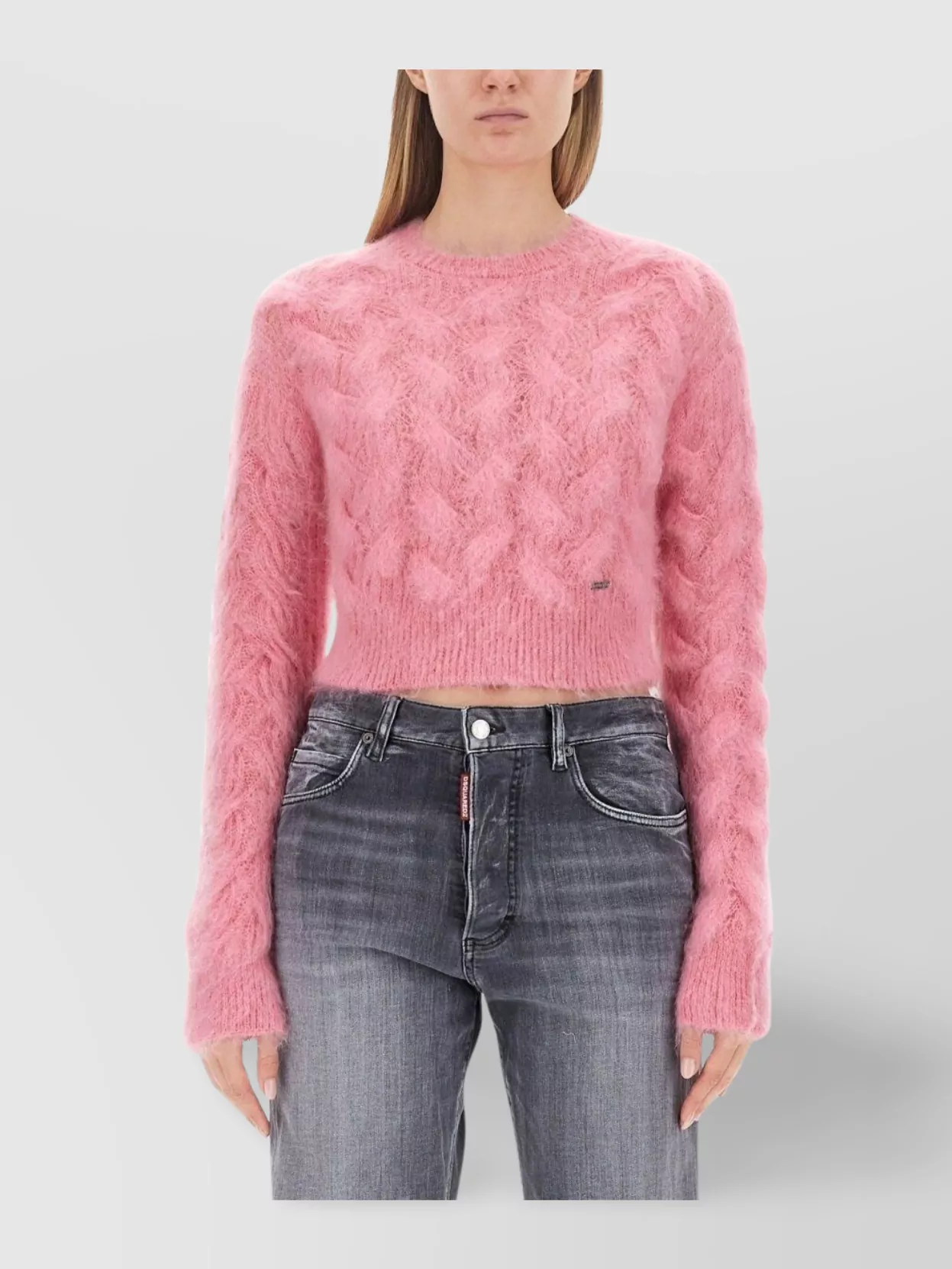 Shop Dsquared2 Cropped Cable Knit Top