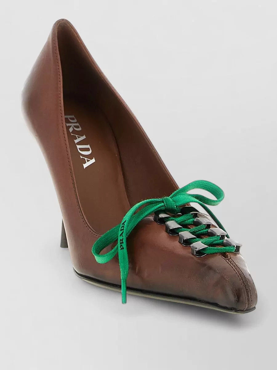 Prada leather lace-up pumps