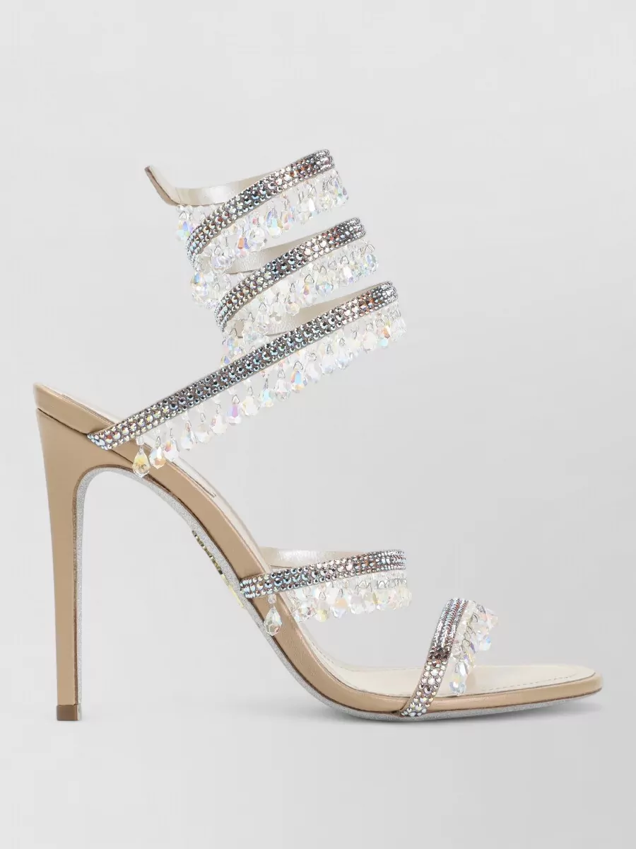 Rene Caovilla Crystal-Embellished Satin High-Heel Sandals