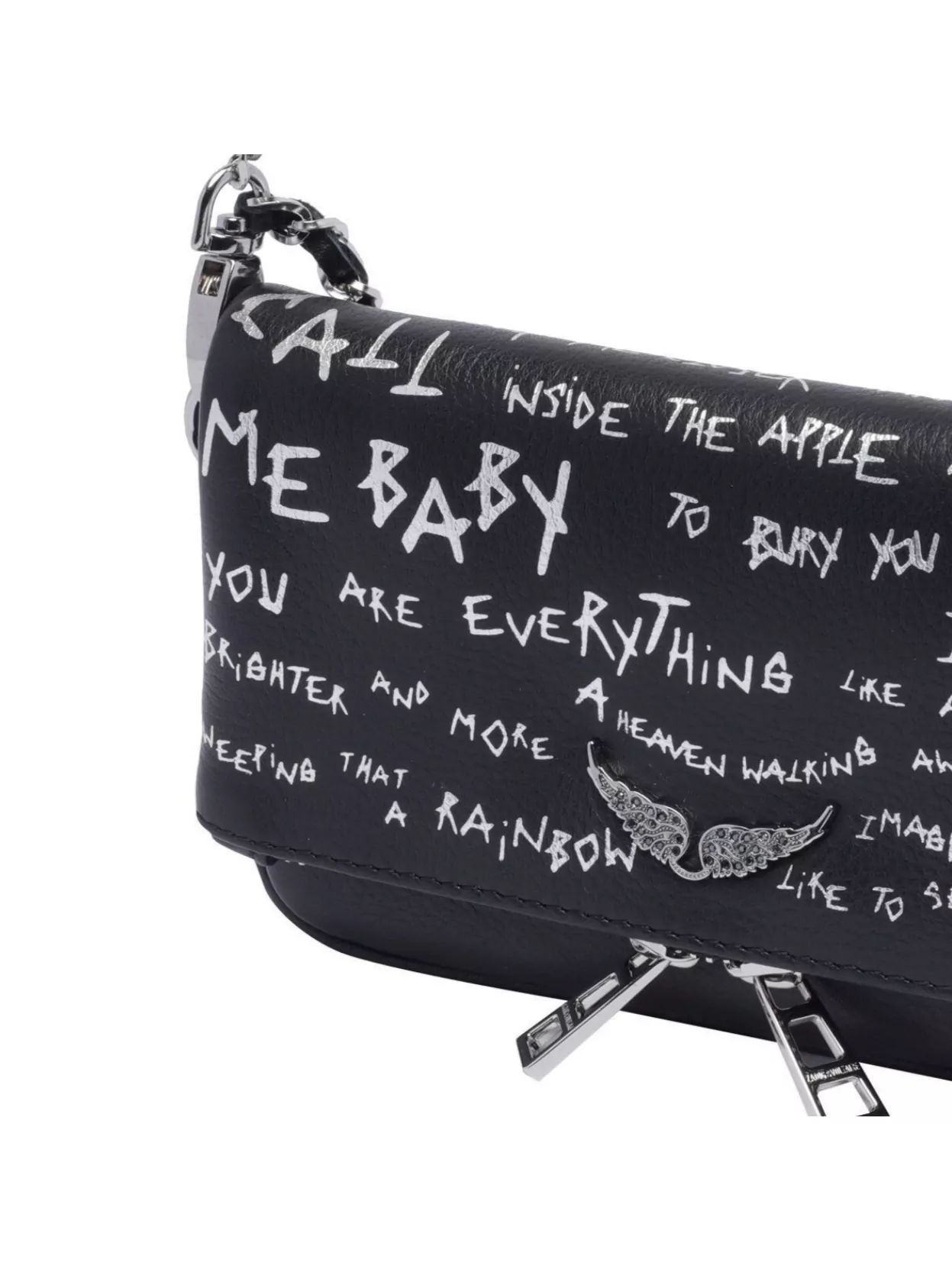 Zadig & Voltaire Rock Graffiti Chain Strap Shoulder Bag In Black