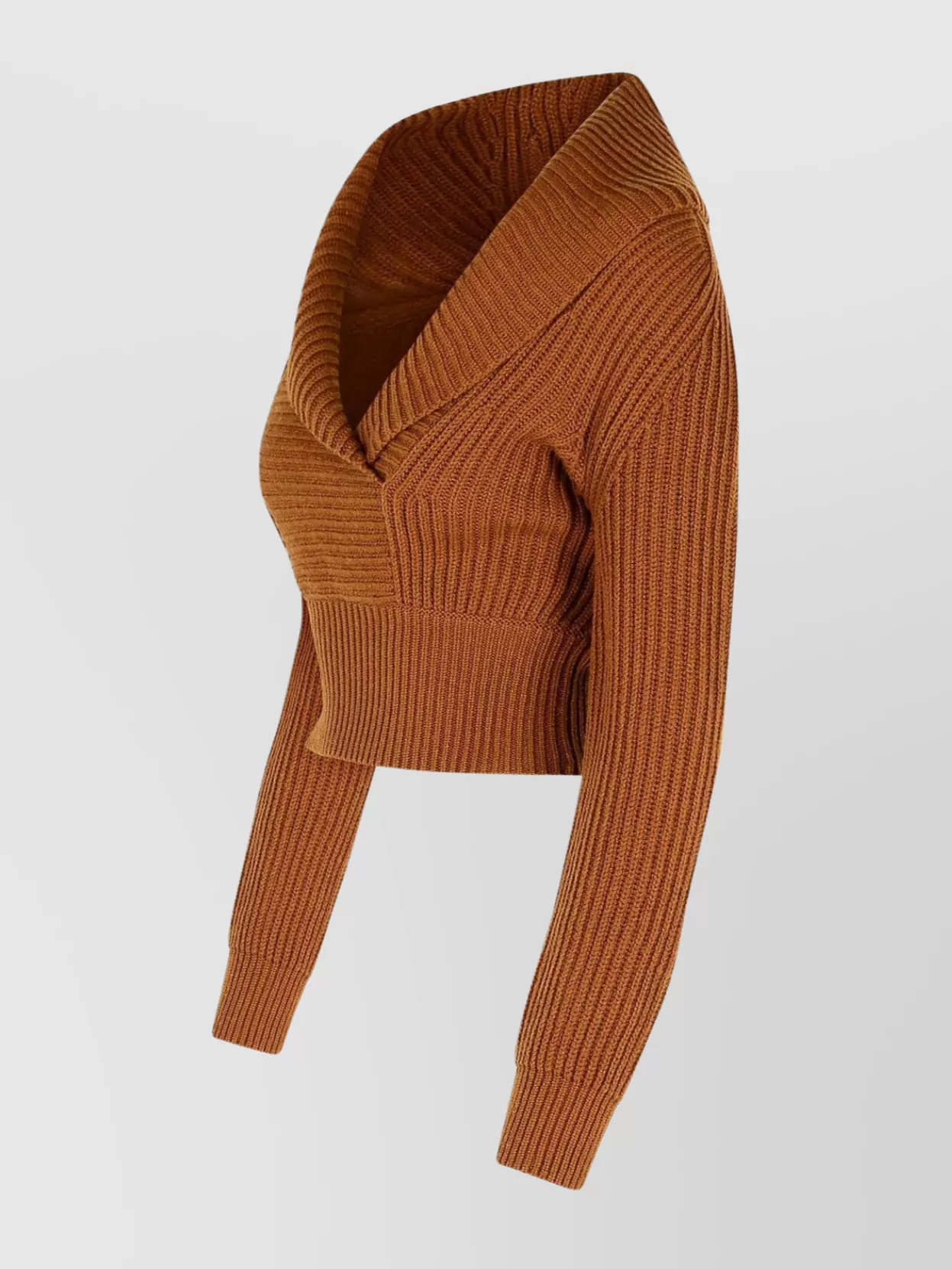 Max Mara Wool And Cashmere Cropped Sweater In Brown