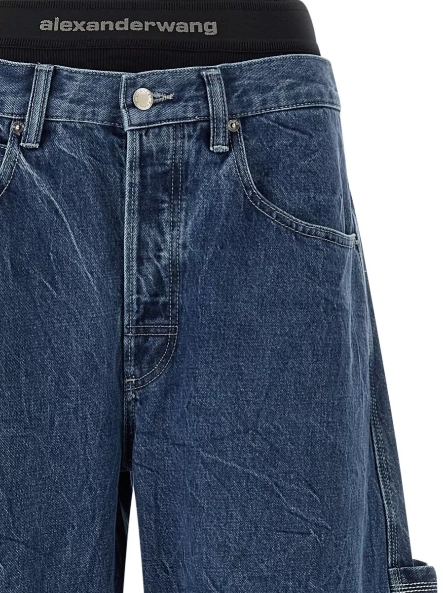 Alexander Wang Denim Trousers Boxer Style Insert Waistband