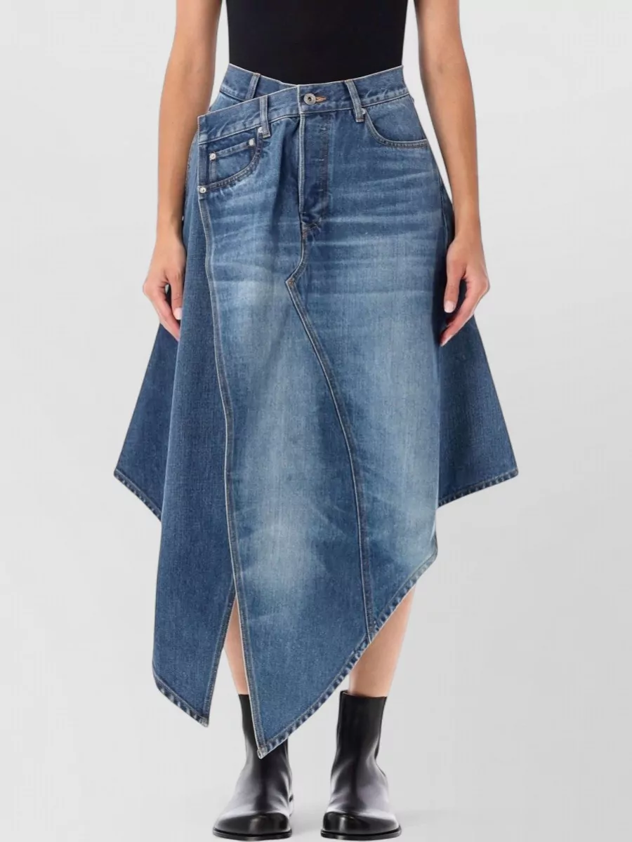 JW Anderson denim asymmetric draped skirt