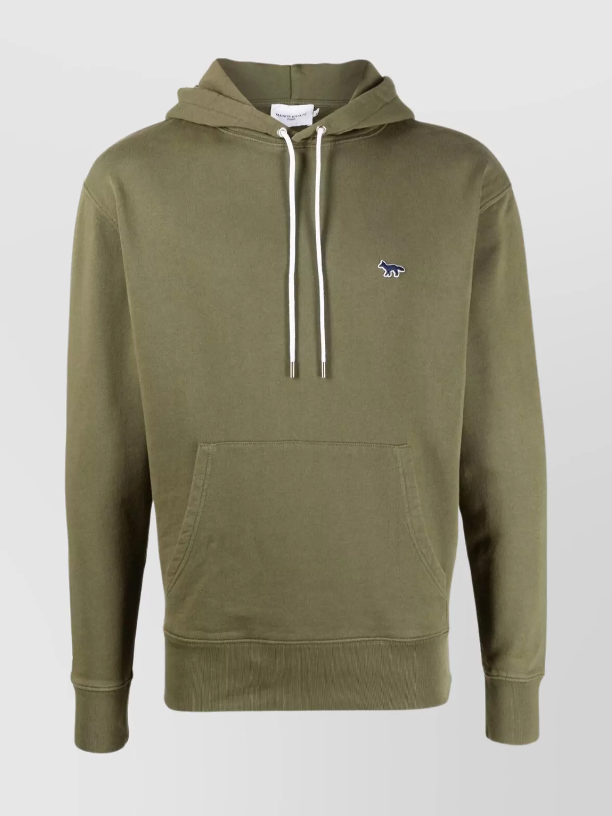 Shop Maison Kitsuné Hooded Pullover With Pouch Pocket In Green