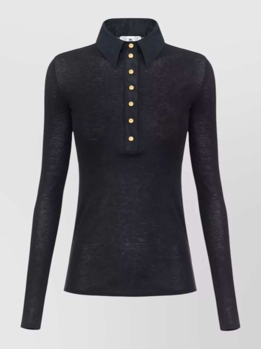 Elisabetta Franchi Fine-knit slim-fit long-sleeve polo shirt
