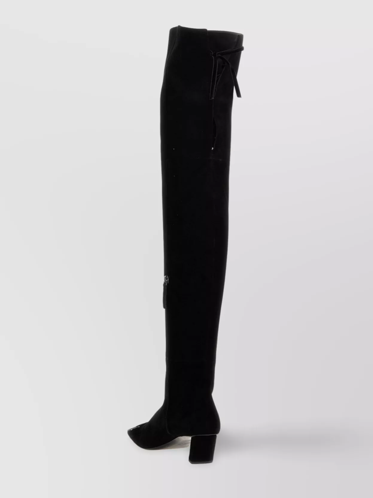 ROGER VIVIER TALL BUCKLE BLOCK HEEL SQUARE TOE BOOTS