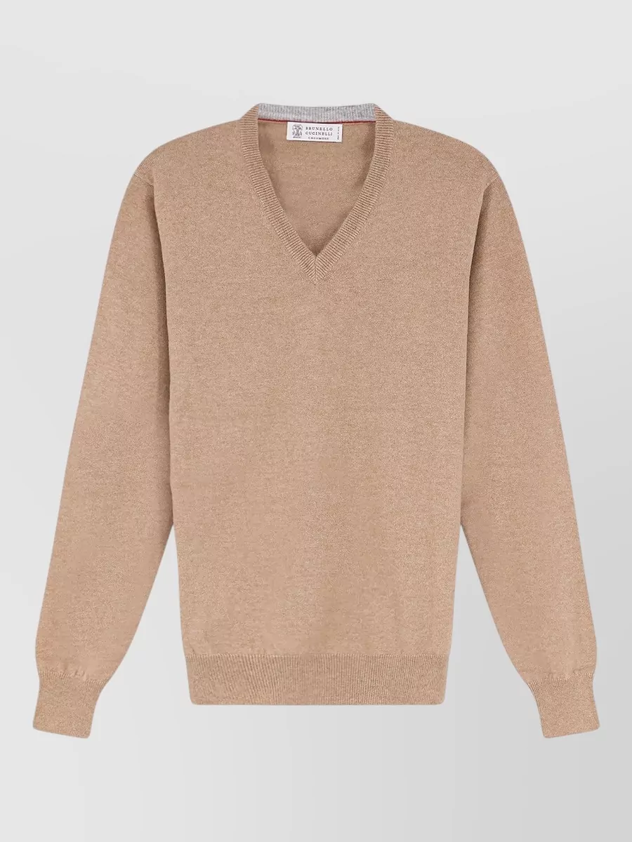 Brunello Cucinelli cashmere ribbed v-neck regular-fit jumper