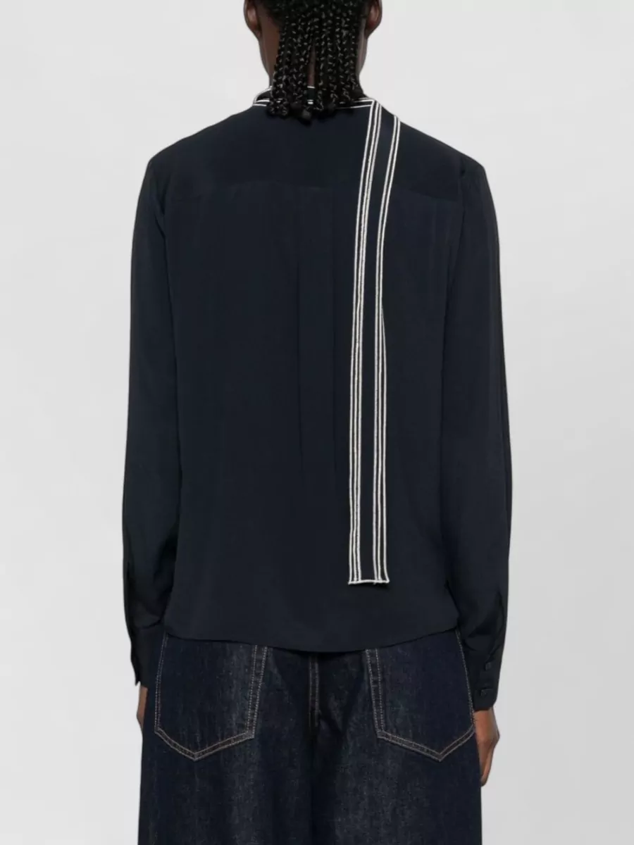 Fabiana Filippi Silk Blend High Neck Long Sleeve Blouse