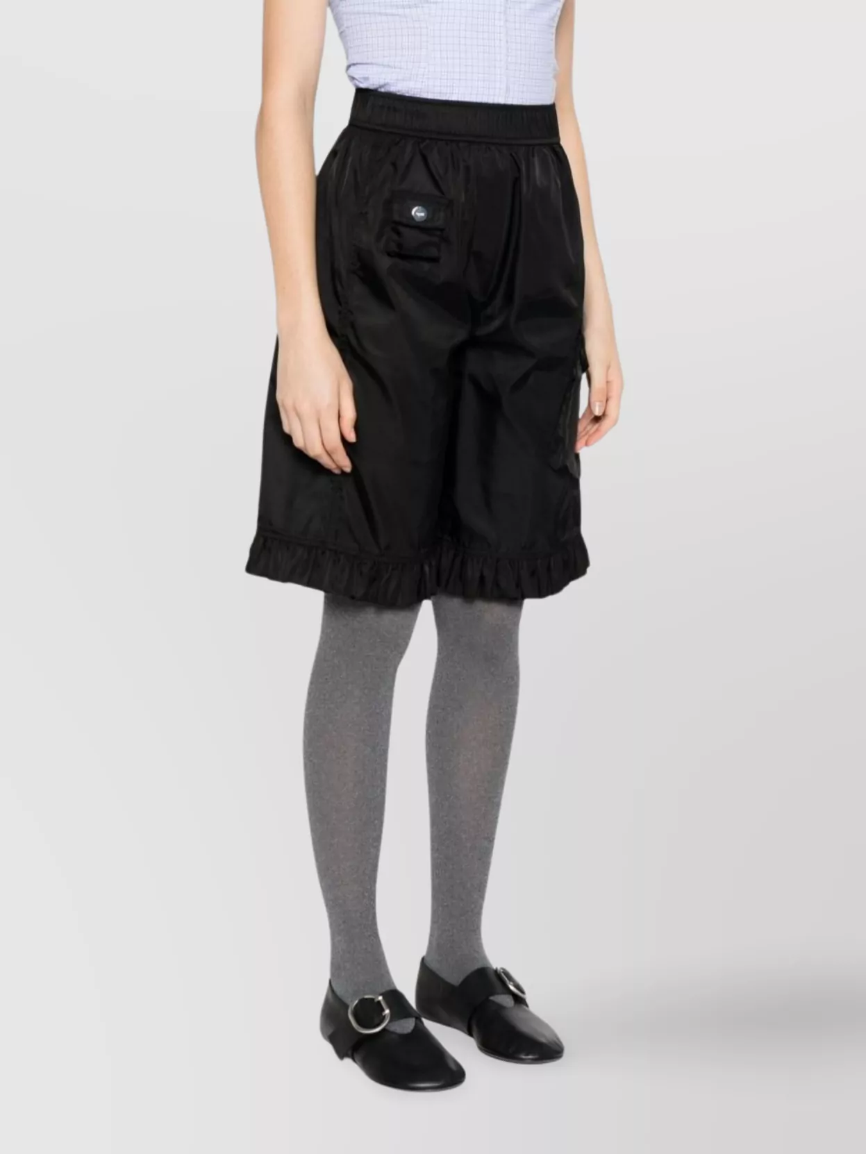 Ganni Flap Pocket Ruffle Hem Shorts