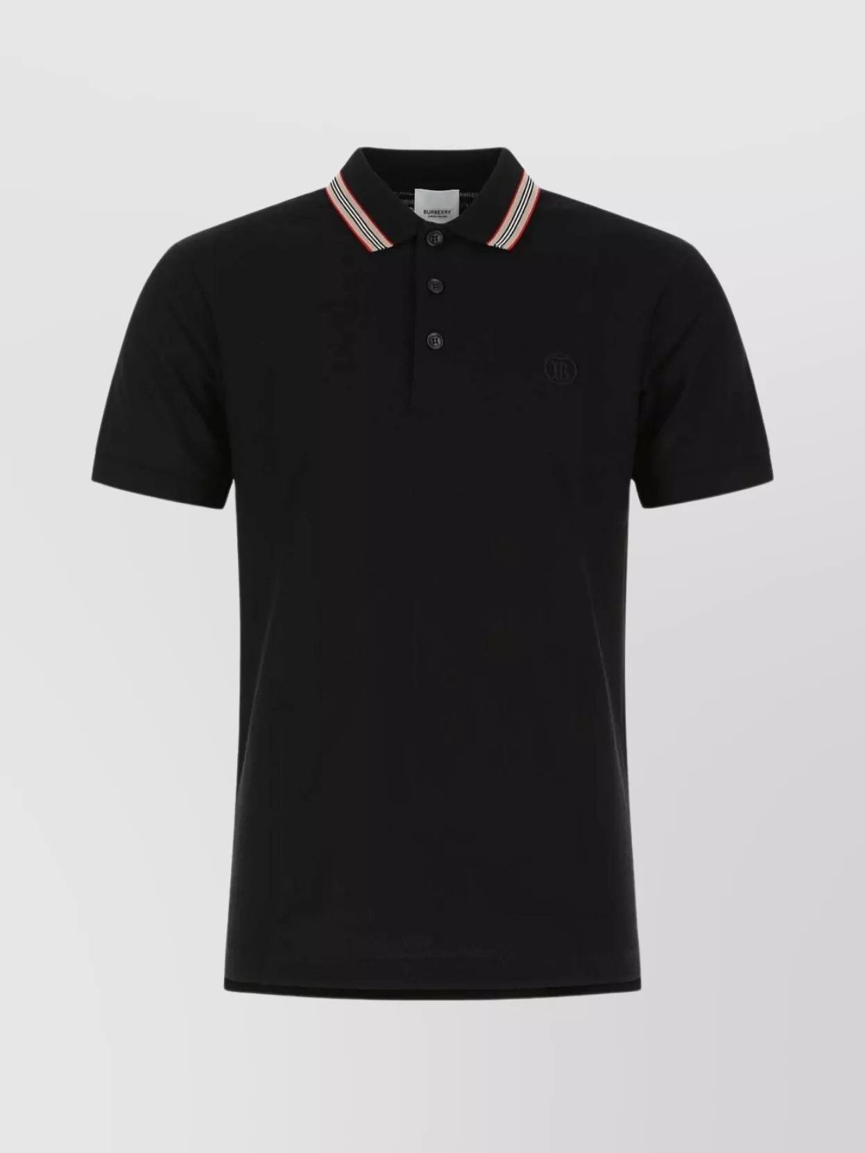 Shop Burberry Striped Collar Ribbed Short Sleeve Polo