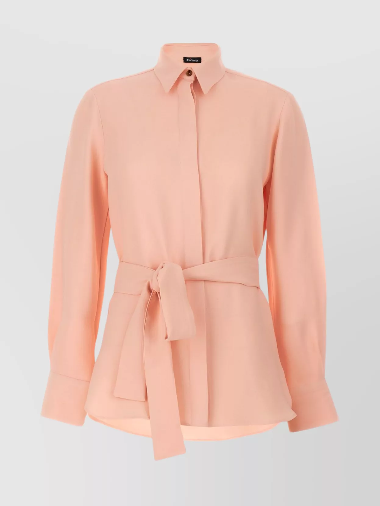 Kiton Waist Belt Collared Neck Long Sleeves In Pink