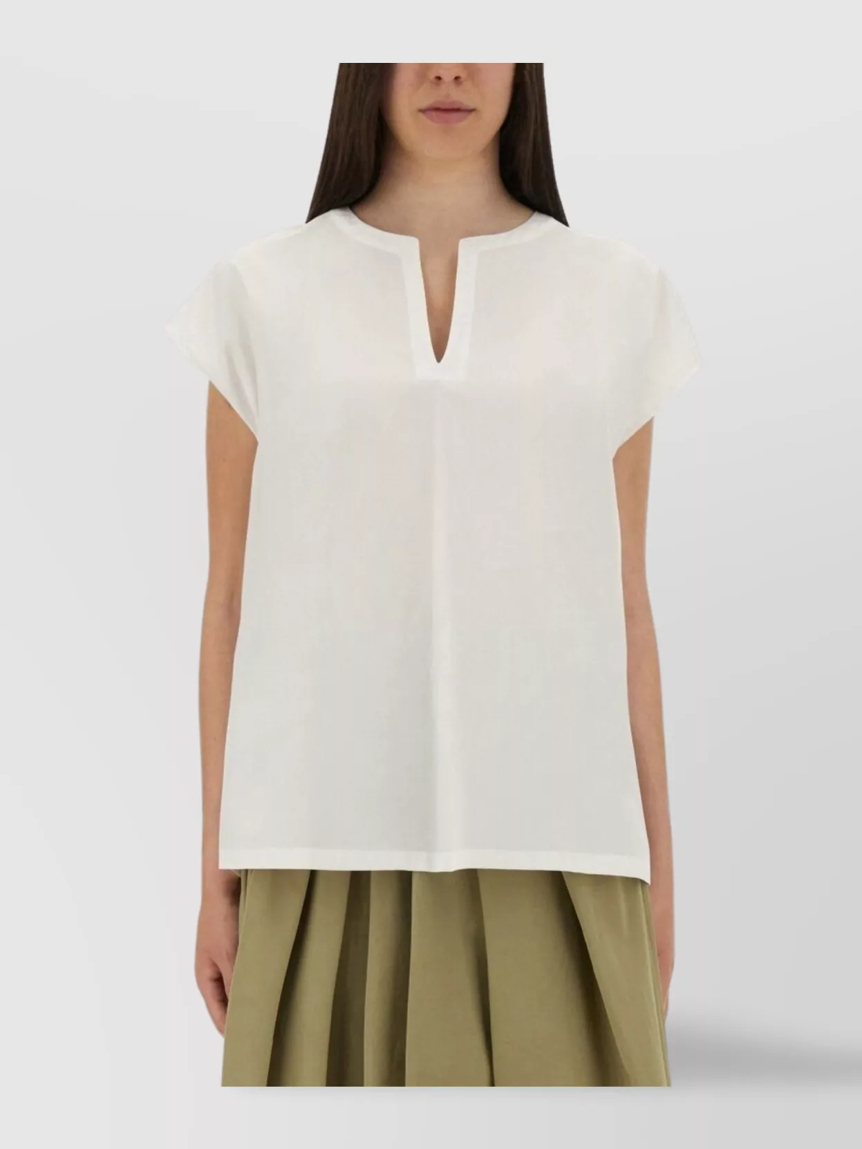 Aspesi Oversized V Neck Top With Cap Sleeves