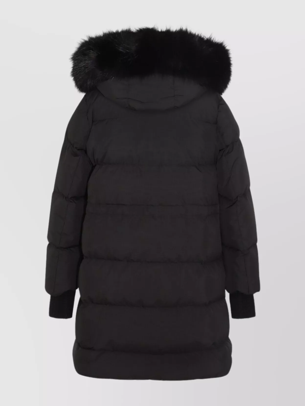 Moorer Padded Parka With Hood And Ribbed Cuffs In Black