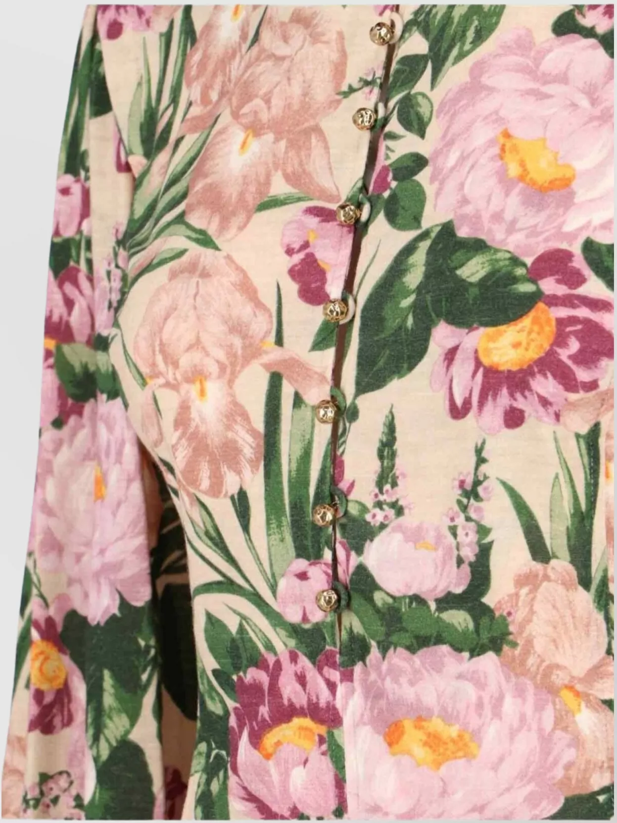 Chloé Floral Button High Neck Long Sleeve Top