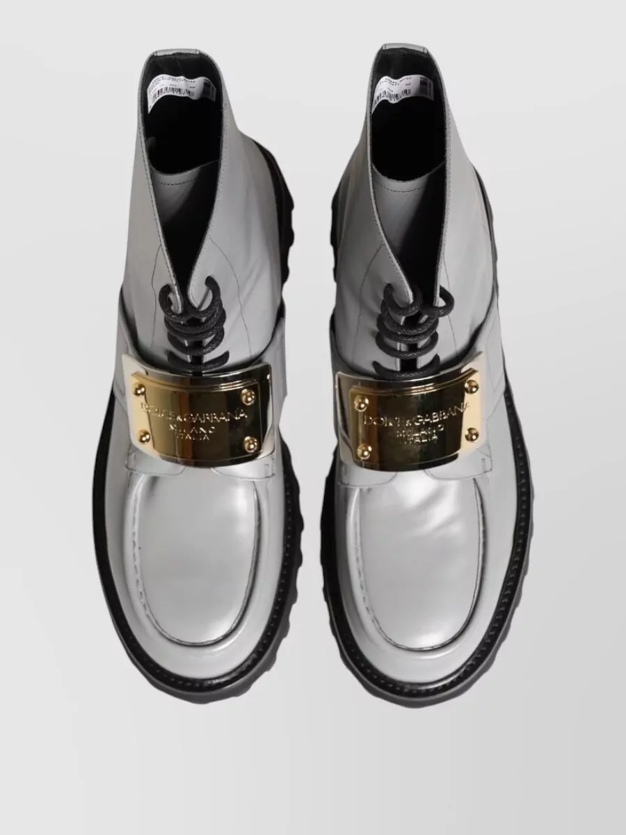 Dolce&Gabbana Leather Lace-Up Ankle Boots