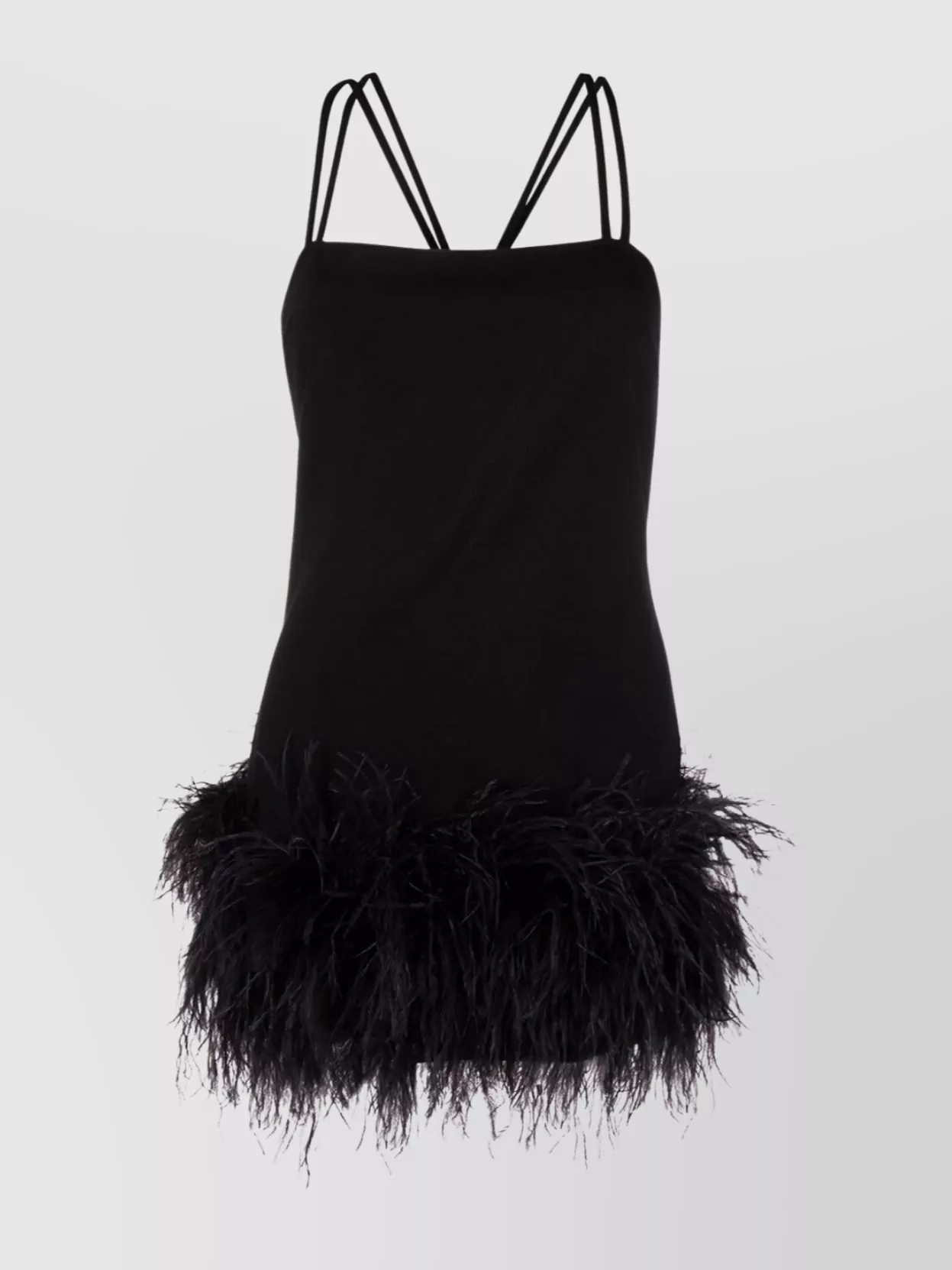 Shop Attico Feather-trim Square Neck Dress In Black