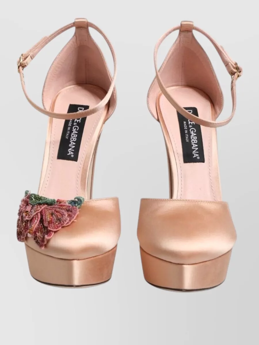 Dolce&Gabbana Satin Ankle Strap Platform Sandals