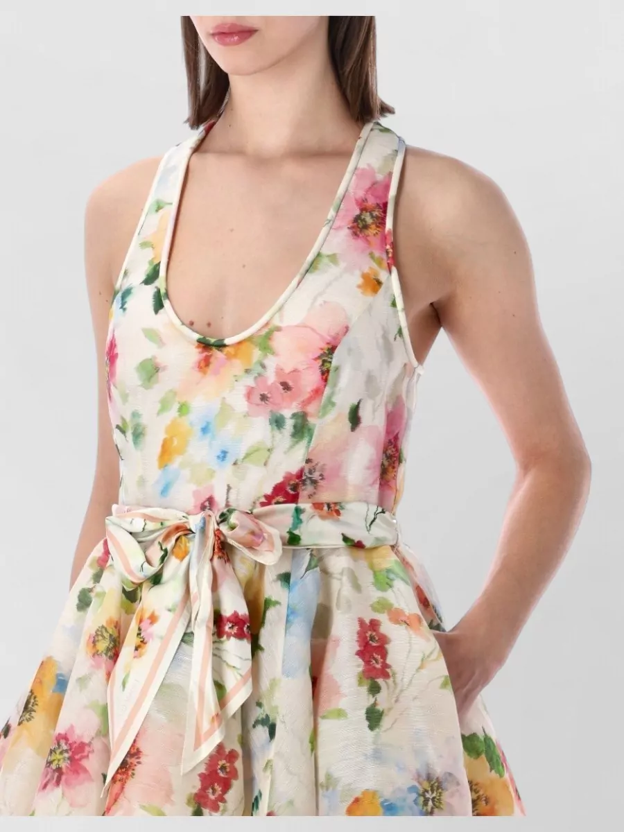 Zimmermann Silk Linen Halterneck Flared Mini Dress