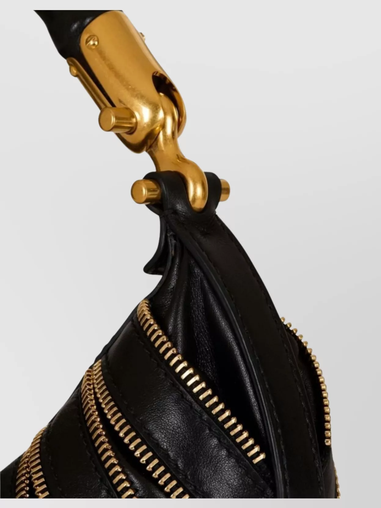 Balmain Curved Leather Shoulder Bag Hardware