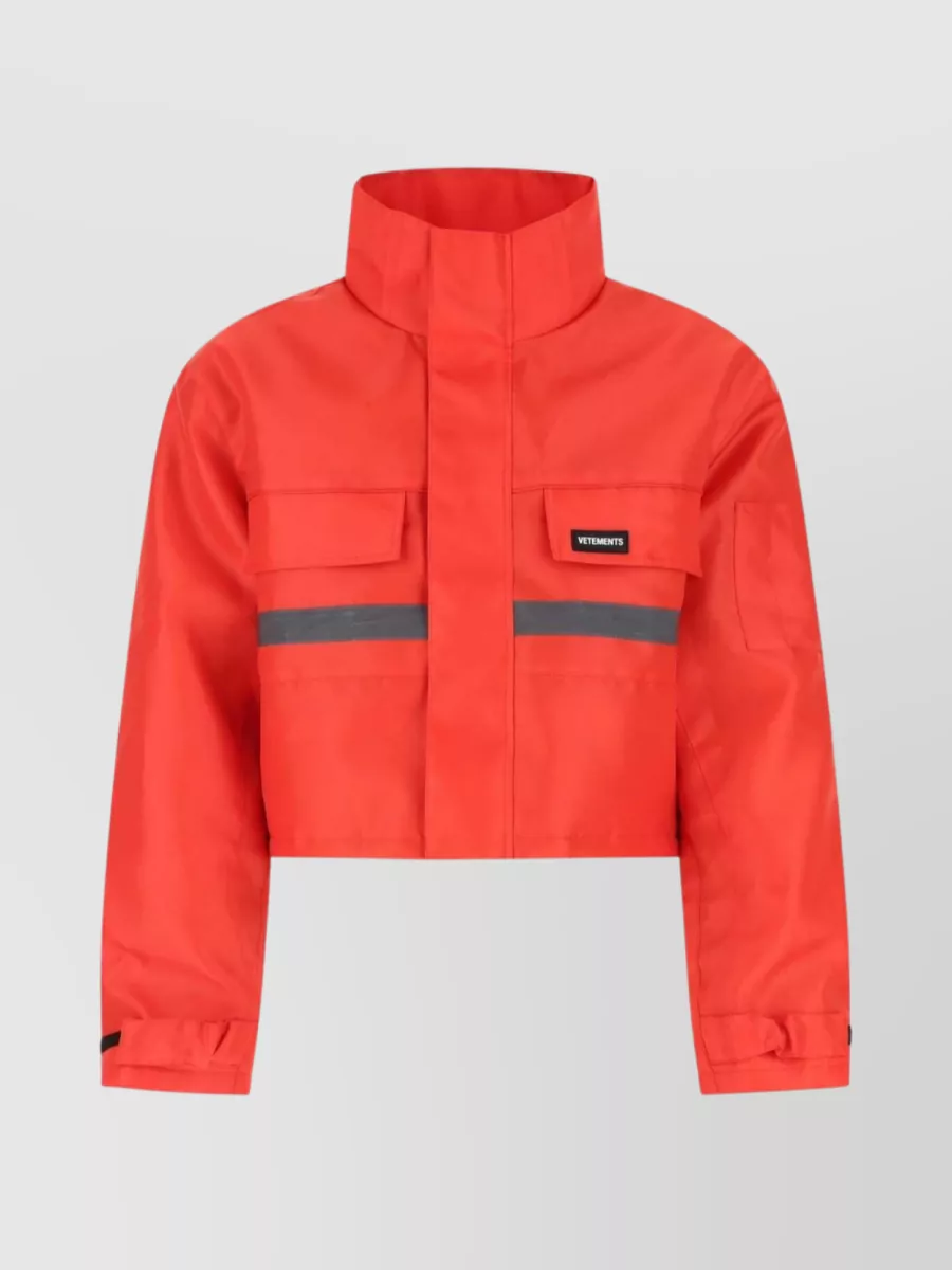 Shop Vetements Short Padded Jacket With High Collar In Red