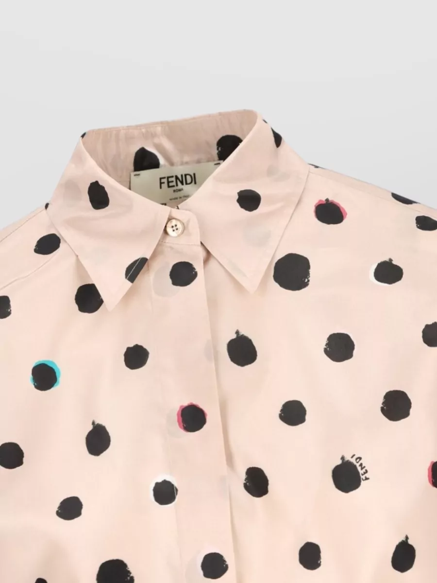 Fendi Silk Shirt Falena Dots Print Long Sleeves In Pink
